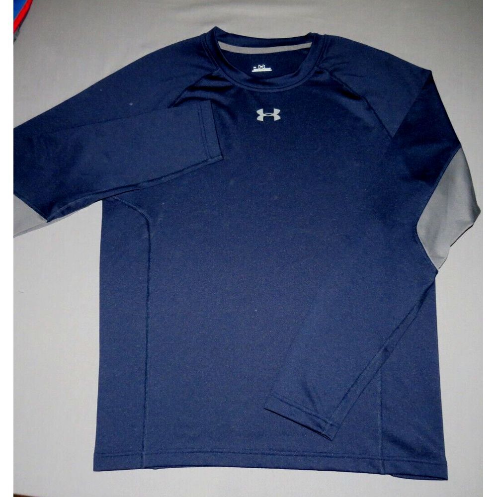 Men's Under Armour Long Sleeved Navy Blue‎ Fitted Stretch Athletic Shirt XL